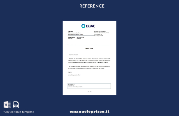 modello di riferimento per la chiusura del BBAC libanese in stile verificato